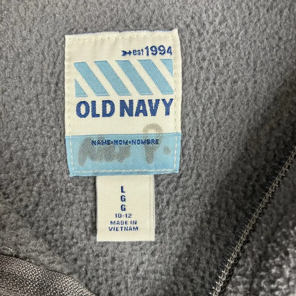 Old Navy Fleece Pullover Boys Size L 10-12 Gray Skateboard Graphic 1/4 Zip‎